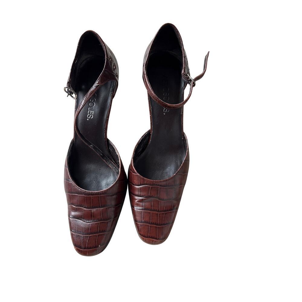 Vintage 90s Brown Croc Embossed Heels 7M
